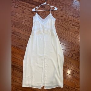 The Westside Elegant Cream Lace Trim Dress